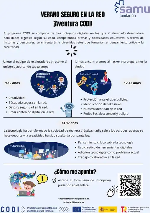 Image from Biblioteca Ángel González (Distrito Latina): 🚀 !Aventura CODI!  🌞Este verano... ¡Tu hijo/a puede convertirse en u...