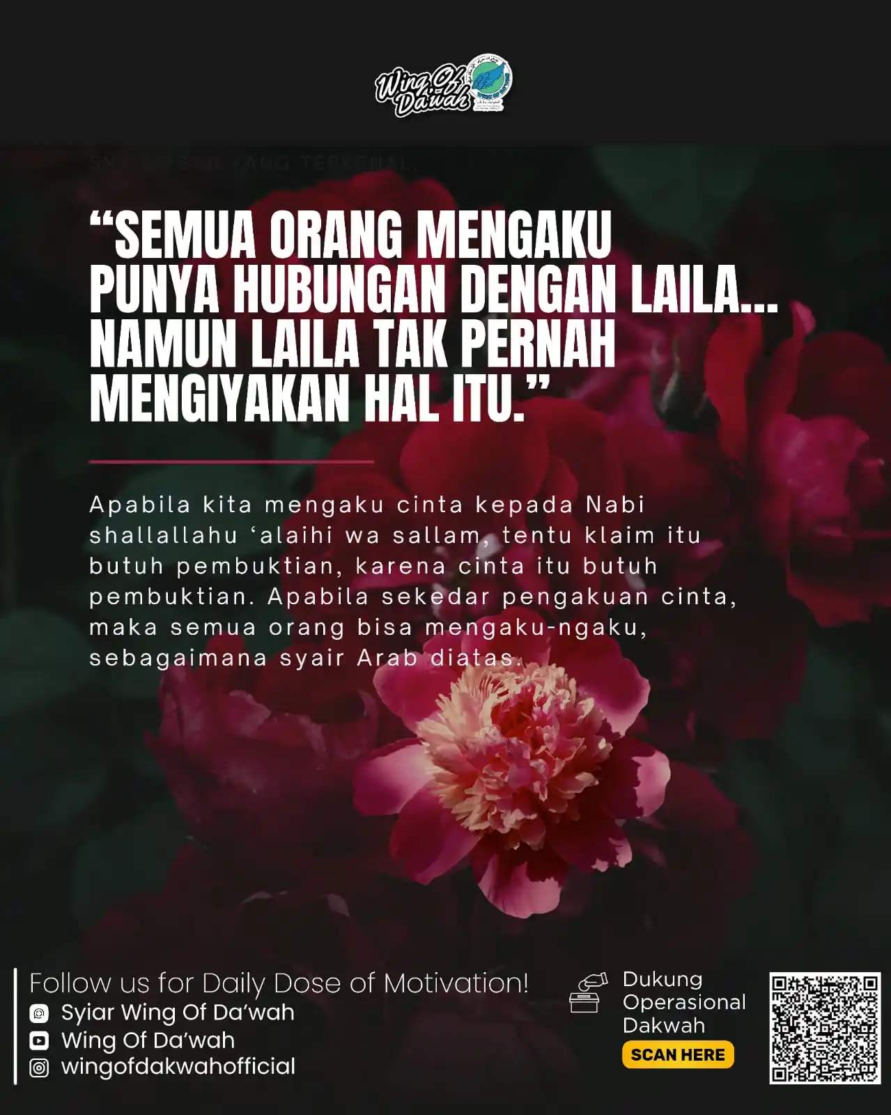 Image from Syiar Wing Of Da'wah 🪽: Cinta kepada Nabi shallallahu ‘alaihi wa sallam sekali lagi bukanlah s...