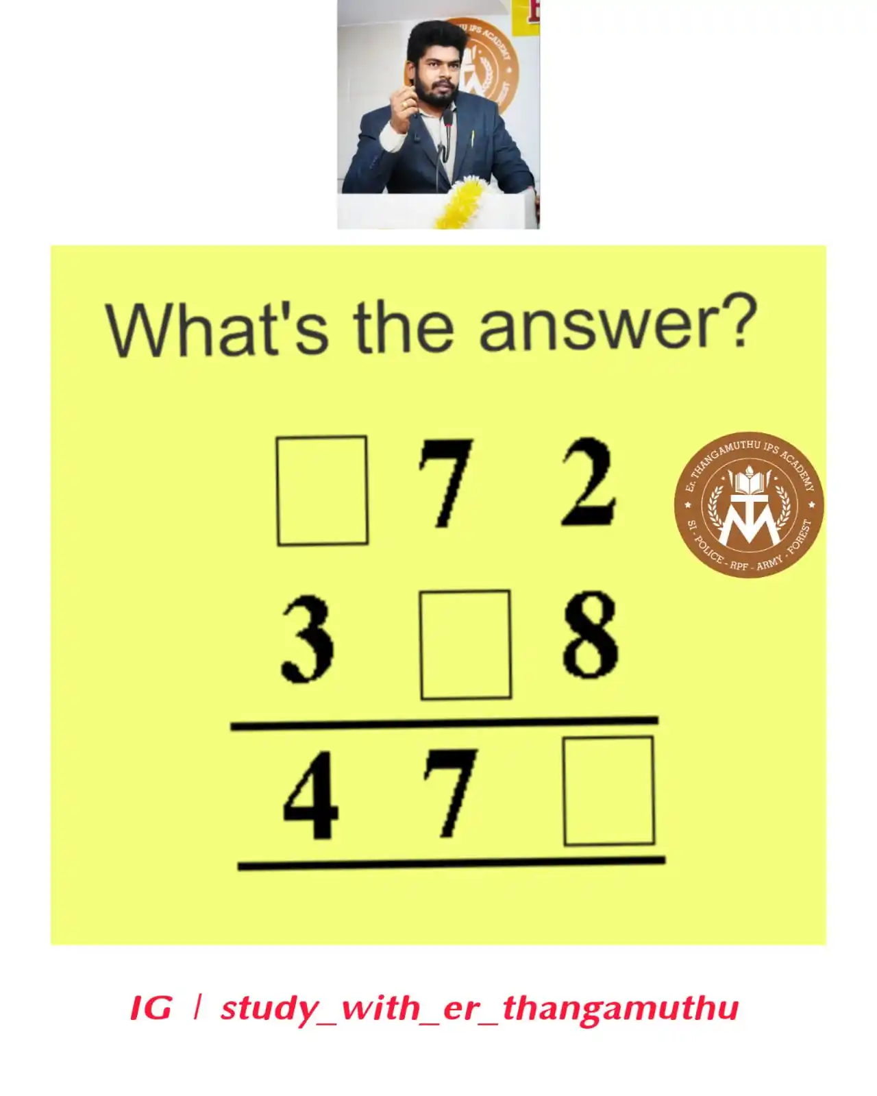 Er.THANGAMUTHU IPS ACADEMY post