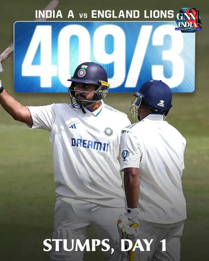 Image from Gnn24india: 🔥 Dominance from Day 1! Karun Nair (186), Sarfaraz Khan (92),* and Dh...