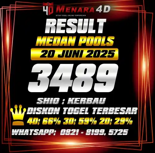 Image from PREDIKSI TOGEL MENARA4D: MEDAN POOLS MENARA4D 20 JUNI 2025 RESULT : 3489 SHIO : KERBAU BAGI YAN...