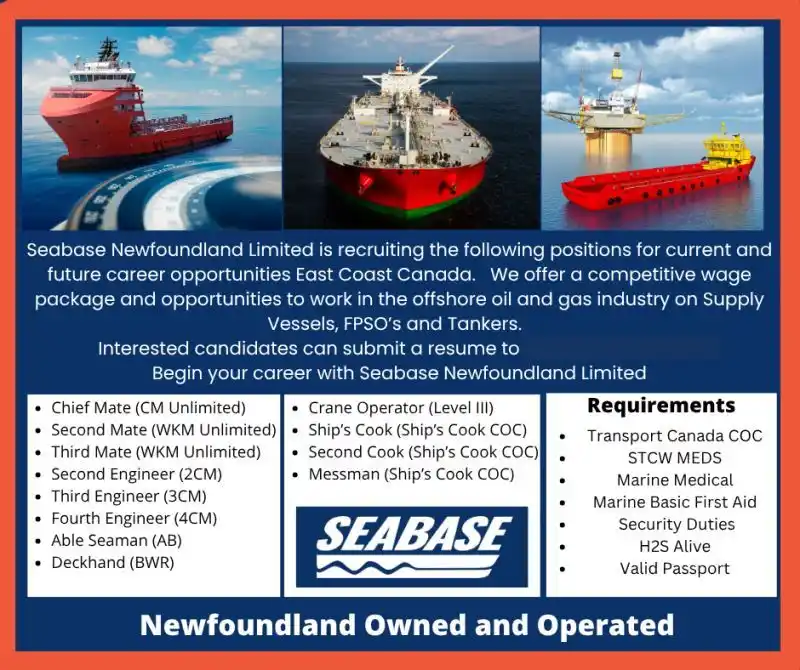 Image from Oil&Gas Drilling Jobs: Seabase Newfoundland Limited is recruiting for current and future care...