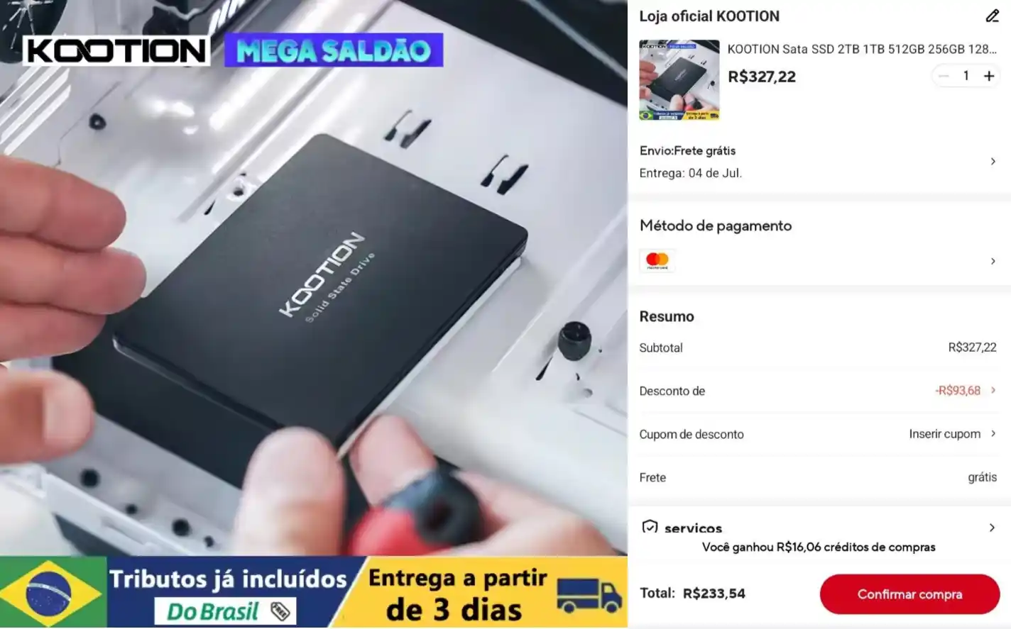 Image from GPCR Promo - Hardware e Tecnologia: 🔥🔥SSD 1TB Kootion SATA III - Confirme se está comprando com envio d...