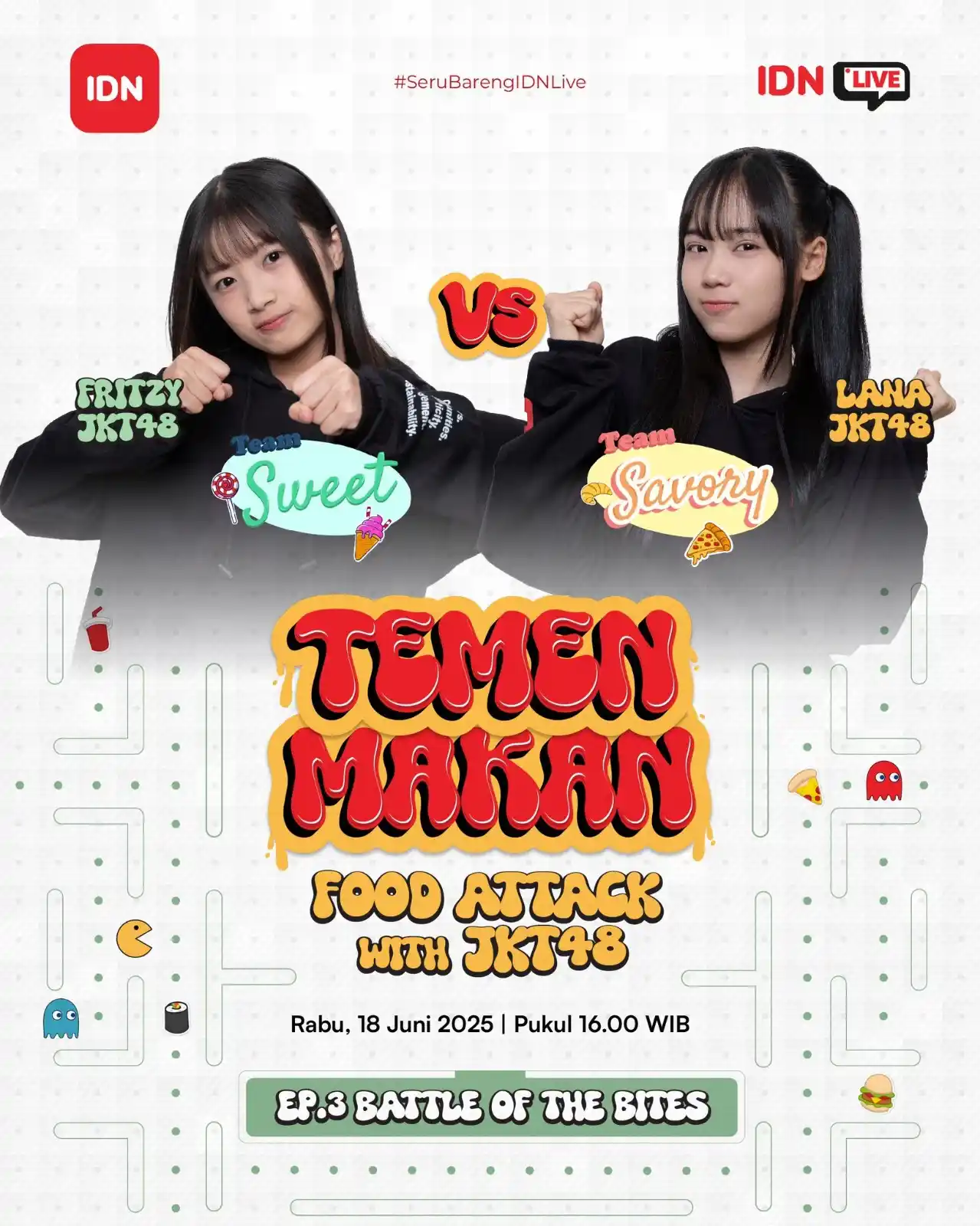 Image from Seputar JKT48 😻: 🔥 Temen Makan: Food Attack with JKT48 – Episode 3: BATTLE OF THE BITE...