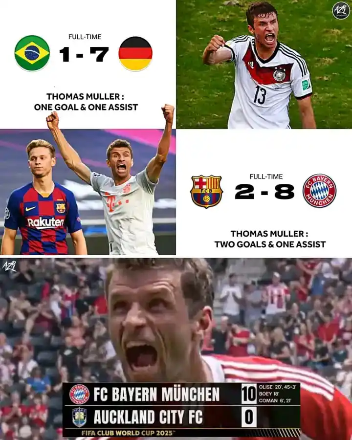 Image from Football Calls: 🚨 Thomas Müller has been part of some of the BIGGEST THRASHINGS in th...