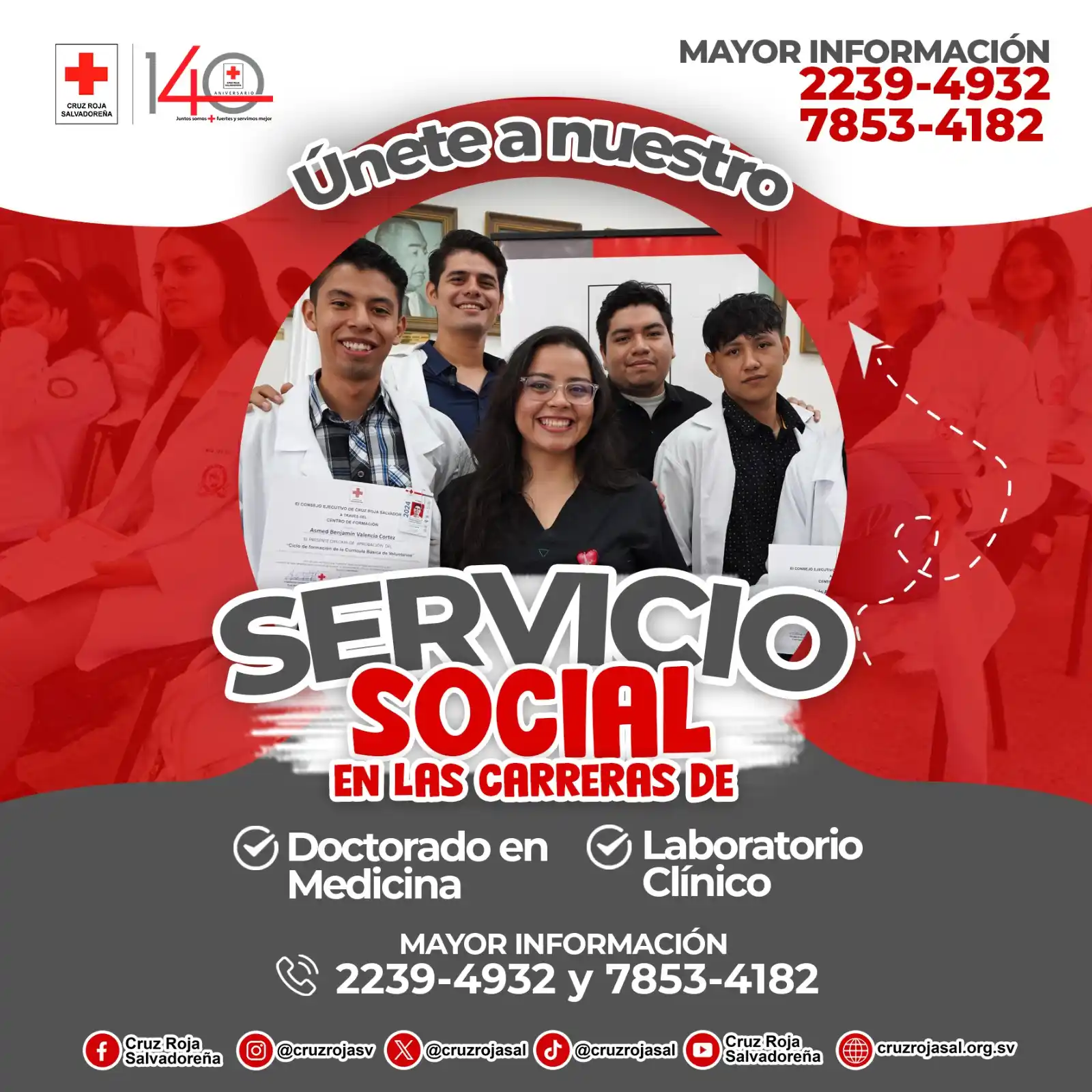 Image from Cruz Roja Salvadoreña: ¡Únete a nuestro Servicio Social!👩⚕️🧑⚕️ En las carreras de: ☑️ Do...