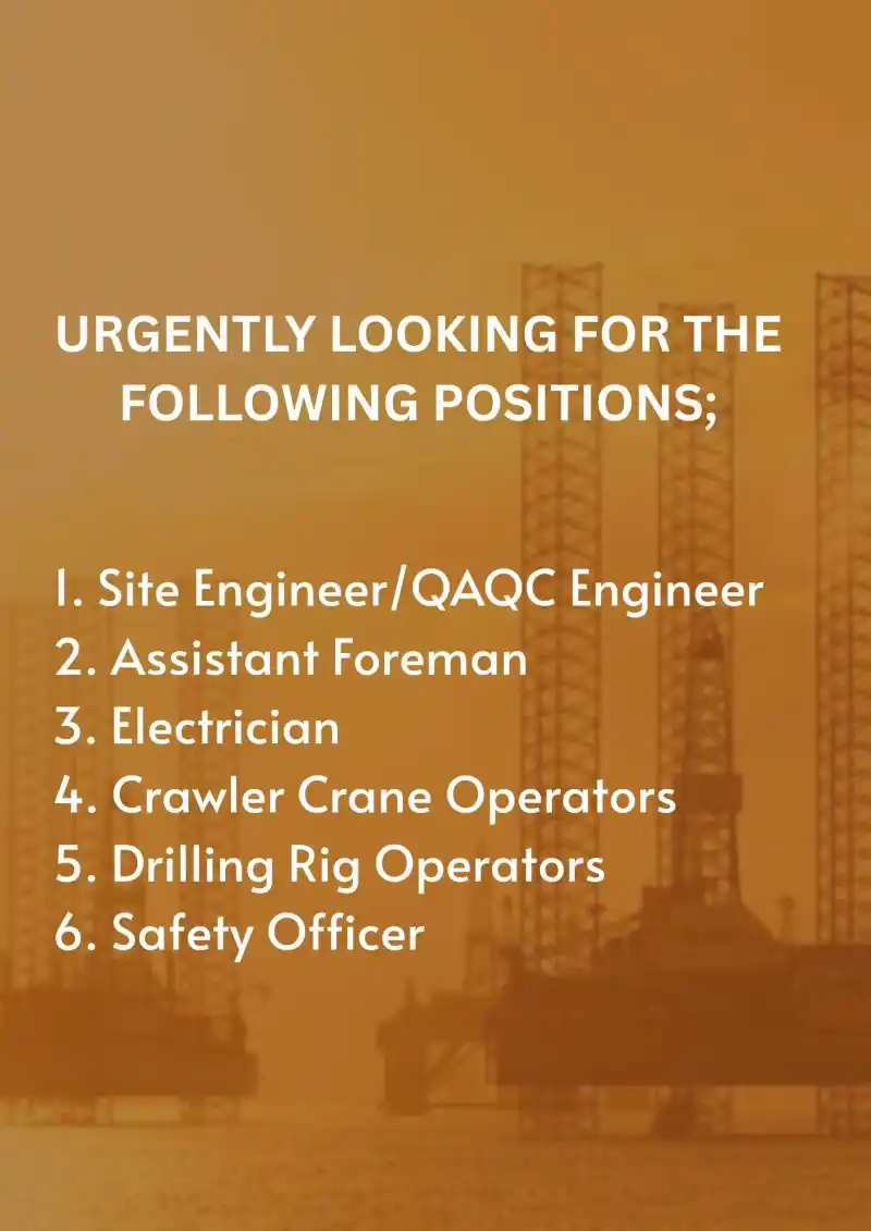 Image from Oil&Gas Drilling Jobs: Urgently looking for the following positions; 1. Site Engineer/QAQC ...
