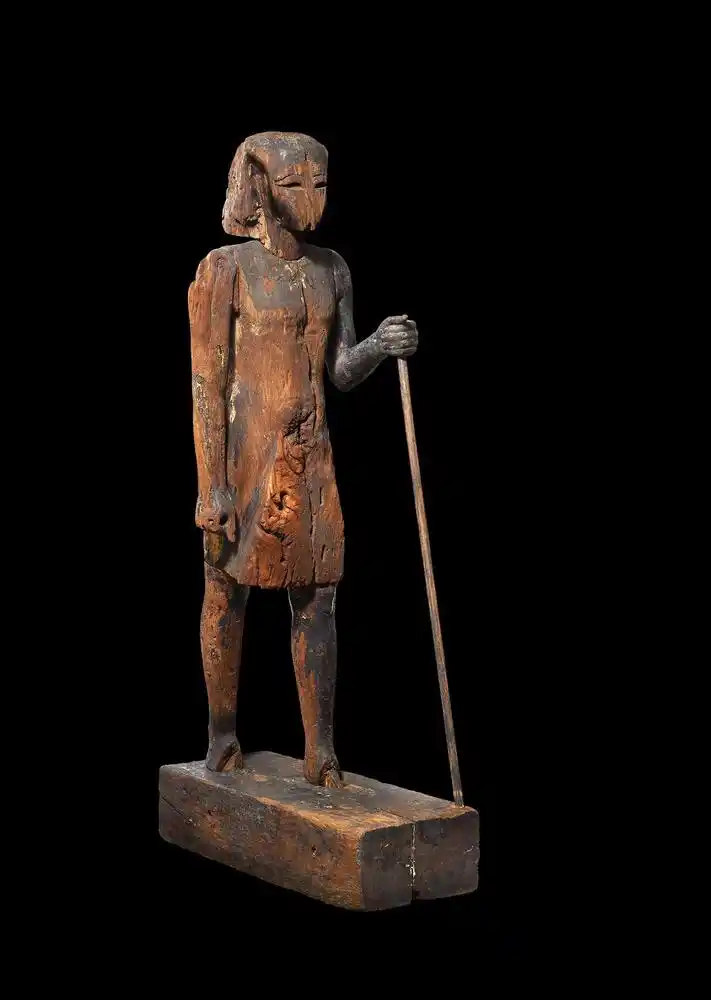 Image from Ancient Egyptian Civilization (AEC): A Wooden Statue of King Ramses I. The Statue represents Ramses in a St...