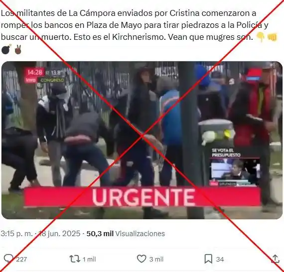 Image from AFP Factual: 🇦🇷 ¿Este video de manifestantes que *destruyen la vía pública* fue t...