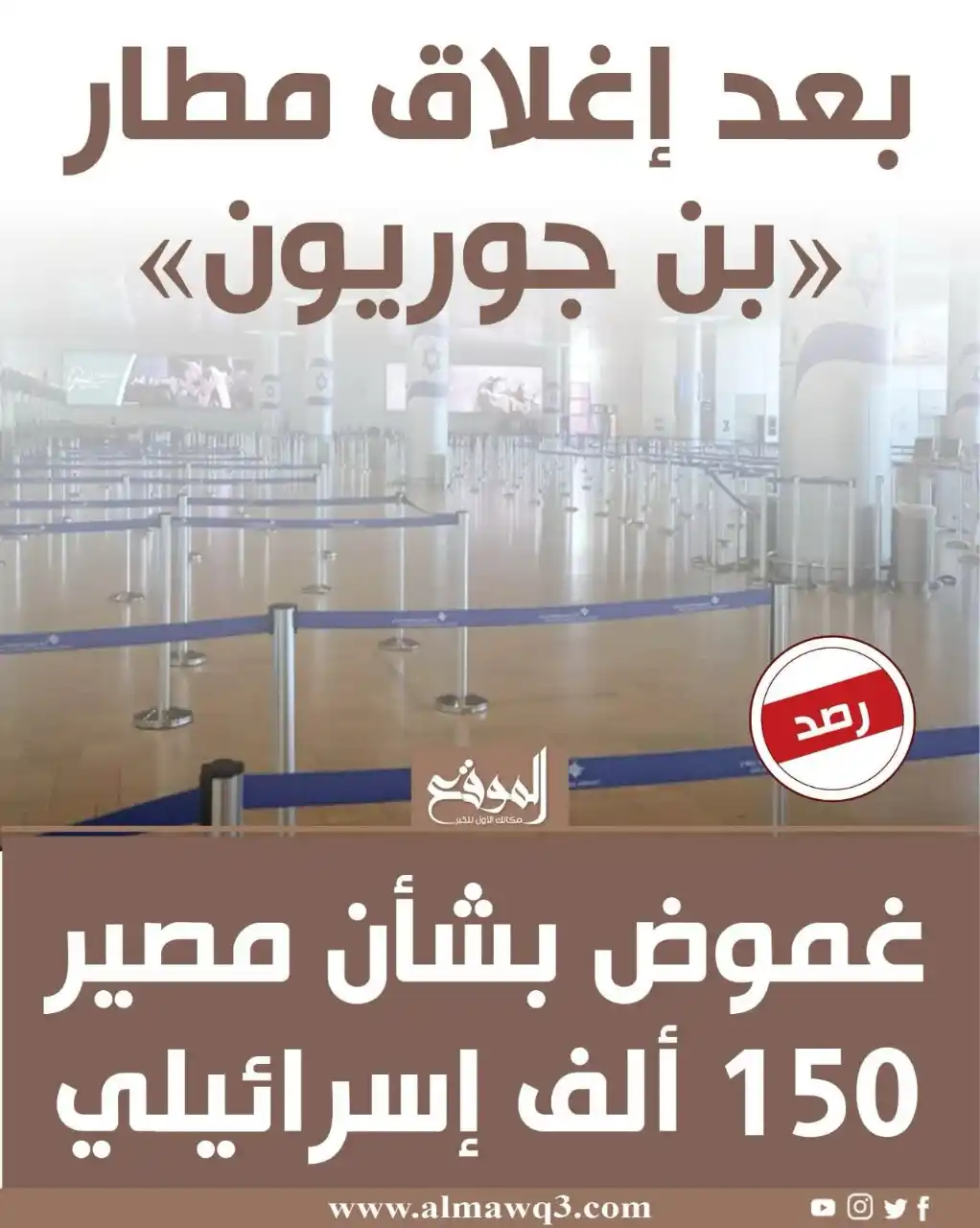 Image from موقع «الموقع»: بعد إغلاق مطار «بن جوريون».. غموض بشأن مصير 150 ألف إسرائيلي  التفاصيل...