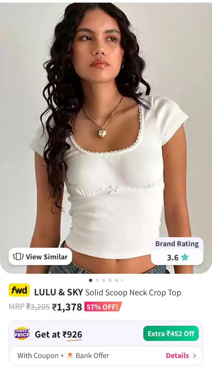 Image from Unique Items: Check this out LULU & SKY Solid Scoop Neck Crop Top https://myntr.in/o...