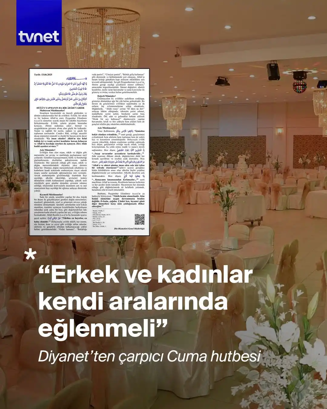 Image from TVNET: 📌 Diyanet’ten çarpıcı Cuma hutbesi • Erkekler ve kadınlar mahremiyet...