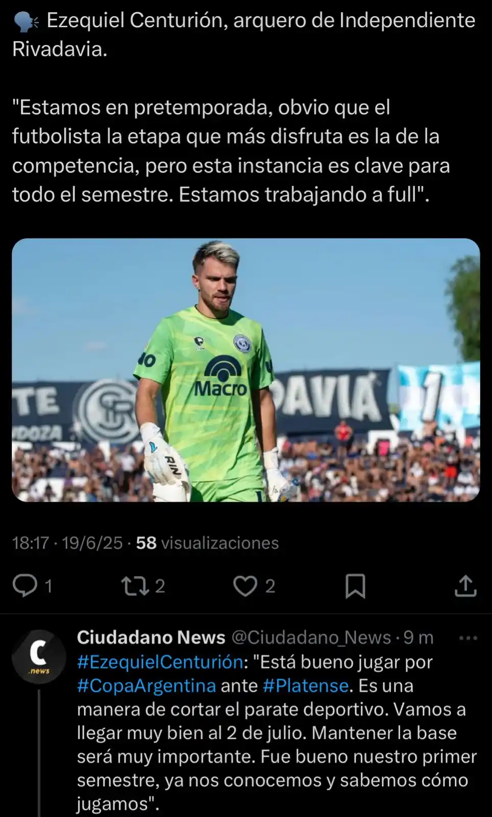 Image from Independiente Rivadavia Fans: Hablo Centurión *Independiente Rivadavia Fans* (L)...