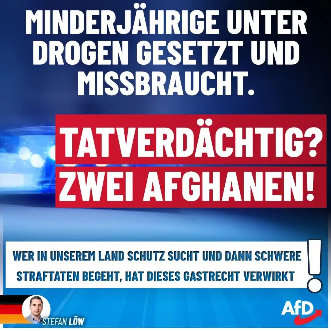 Image from AfD Weiden-Neustadt-Tirschenreuth: Minderjährige unter Drogen gesetzt und missbraucht – Tatverdächtig? Zw...