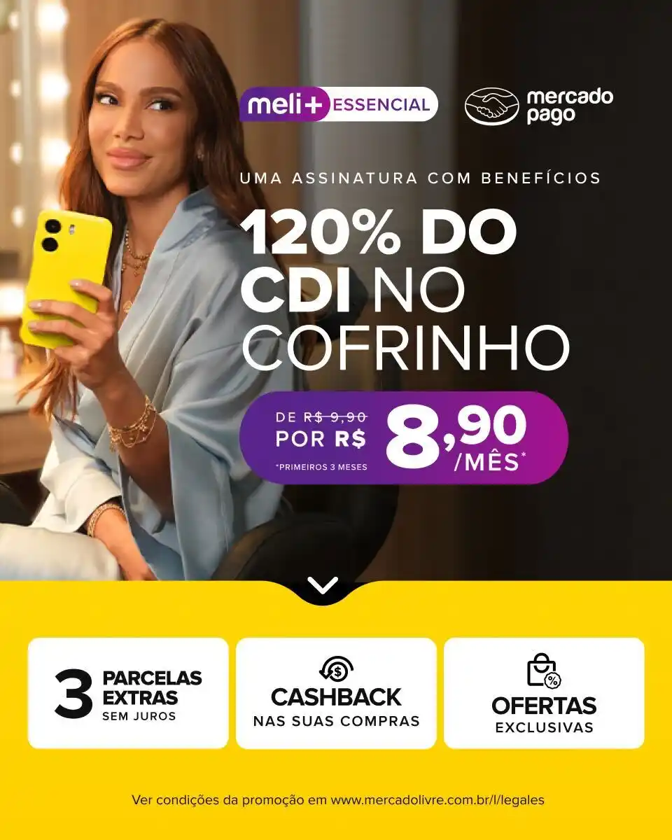 Image from Mercado Livre: 🎉 *OFERTA IMPERDÍVEL!* 💜 Meli+ Essencial por só R$ 8,90/mês nos 3 p...