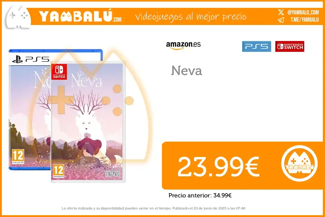 Image from Yambalú - Las mejores ofertas de videojuegos en Amazon, MediaMarkt, FNAC, Miravia...: Oferta: *Neva* por *23.99€* _(antes ❌34.99€)_ en Amazon  🔴 Switch htt...