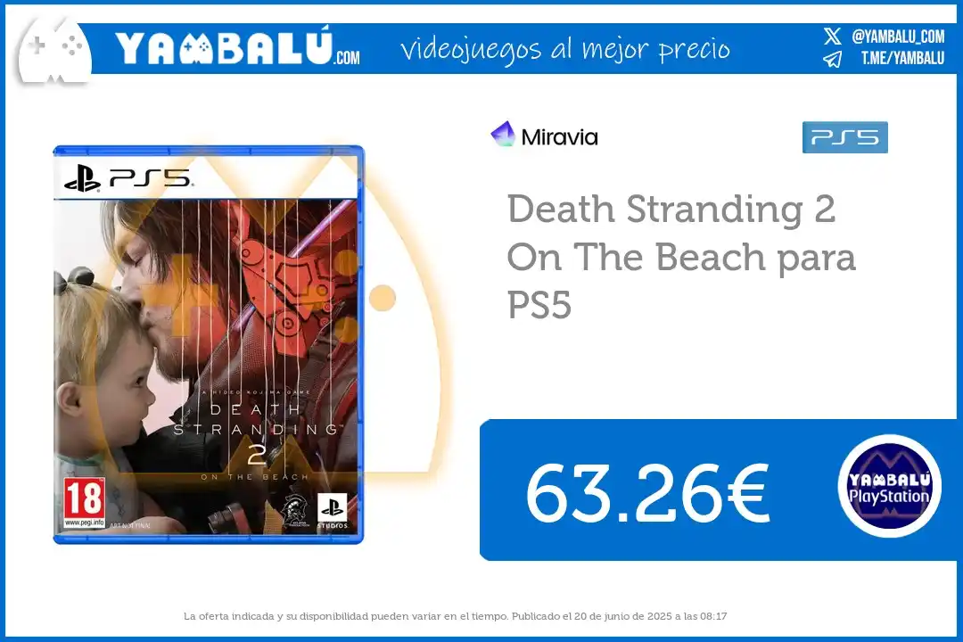 Image from Yambalú - Las mejores ofertas de videojuegos en Amazon, MediaMarkt, FNAC, Miravia...: Oferta para PS5: *Death Stranding 2 On The Beach*, versión española ve...