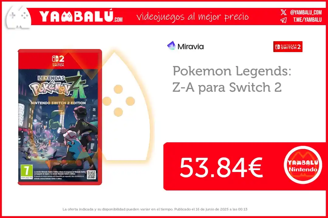 Image from Yambalú - Las mejores ofertas de videojuegos en Amazon, MediaMarkt, FNAC, Miravia...: OFERTÓN para Switch2: *Pokemon Legends: Z-A* ✅ *53.84€* 🛒 Comprar ...