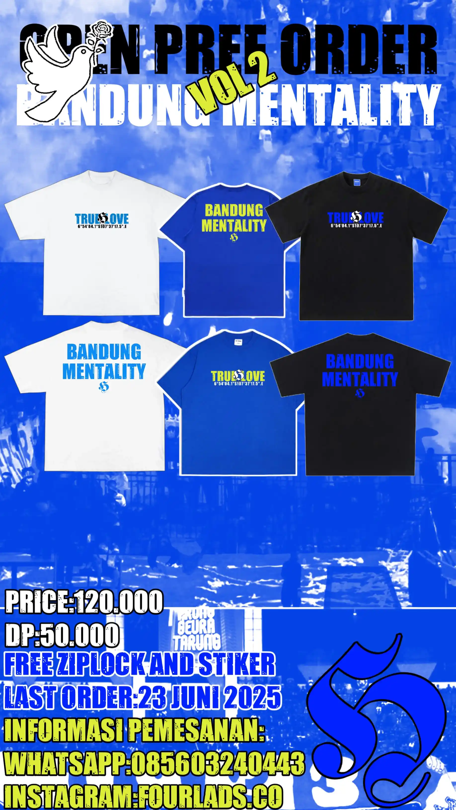 Image from SUPPORTER PERSIB BANDUNG: Open Pree Order Bandung Mentality Vol 2 By Four Lads Company  Bahan:20...