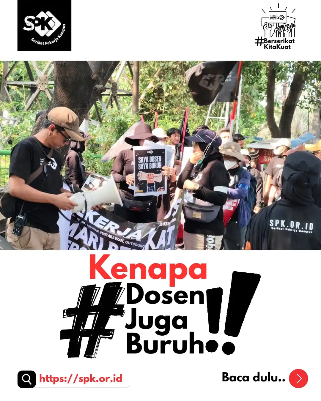 Image from Serikat Pekerja Kampus: Pada saat orde baru, untuk memecah kekuatan rakyat kelas pekerja versu...
