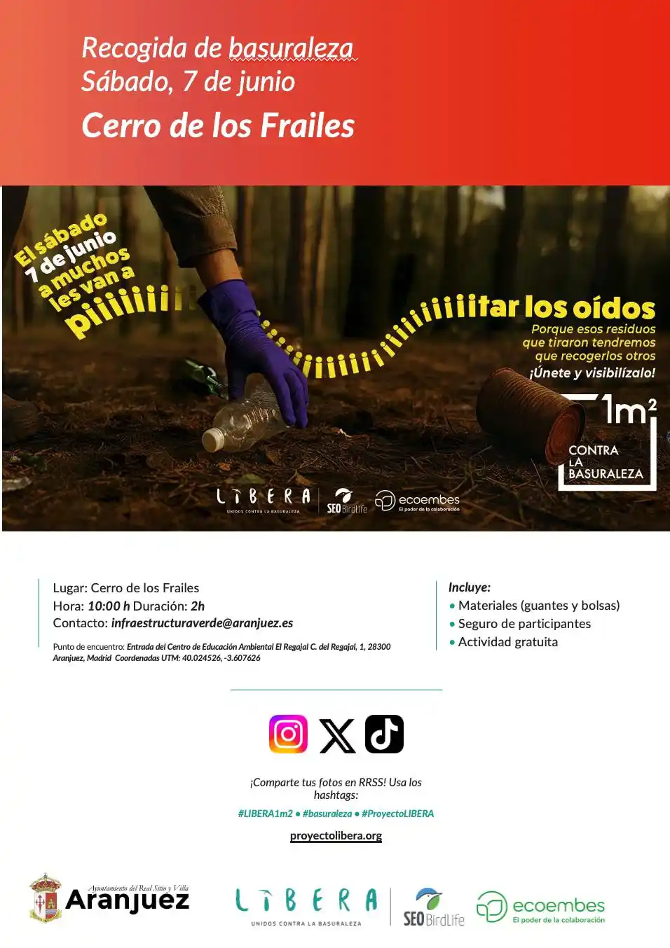Image from Ayuntamiento de Aranjuez: Recogida 1m2 contra la Basuraleza 🗓️ Sábado 07 de junio 🕙De 10:00 ...