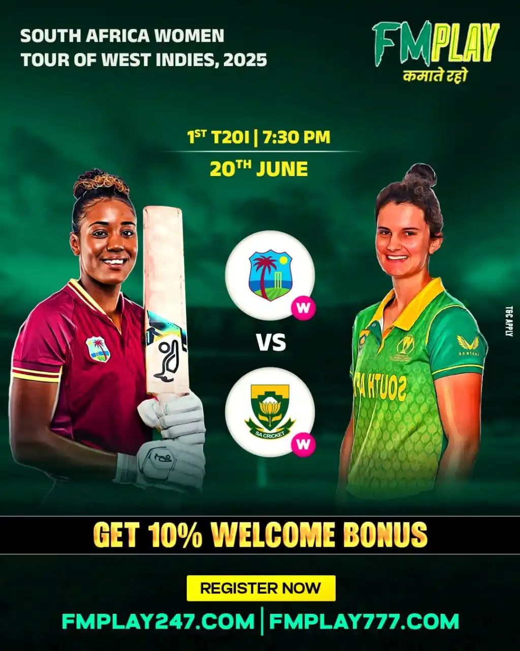 Image from FMPLAY247: ๐ South Africa Women Tour of West Indies, 2025 ๐ฐ ๐๐๐ญ ๐๐% ๐๐๏ฟฝ...