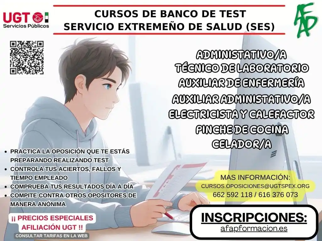 Image from UGT Servicios Públicos Extremadura: 📢 UGT Servicios Públicos Extremadura y AFAP lanzan CURSOS DE BANCOS D...