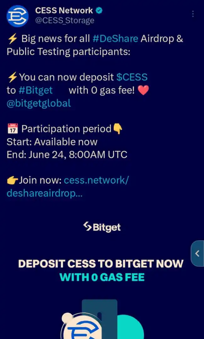 Image from Prestige | Airdrop Vault: You can now deposit $CESS to <a class="text-blue-500 hover:underline c...