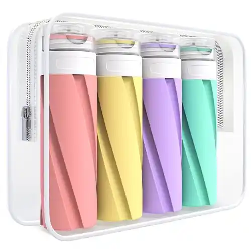 Image from #1 Deals in USA | Network of Indians in America : 4 Pack Silicone Travel Bottles for Toiletries  Link : https://deonus.c...