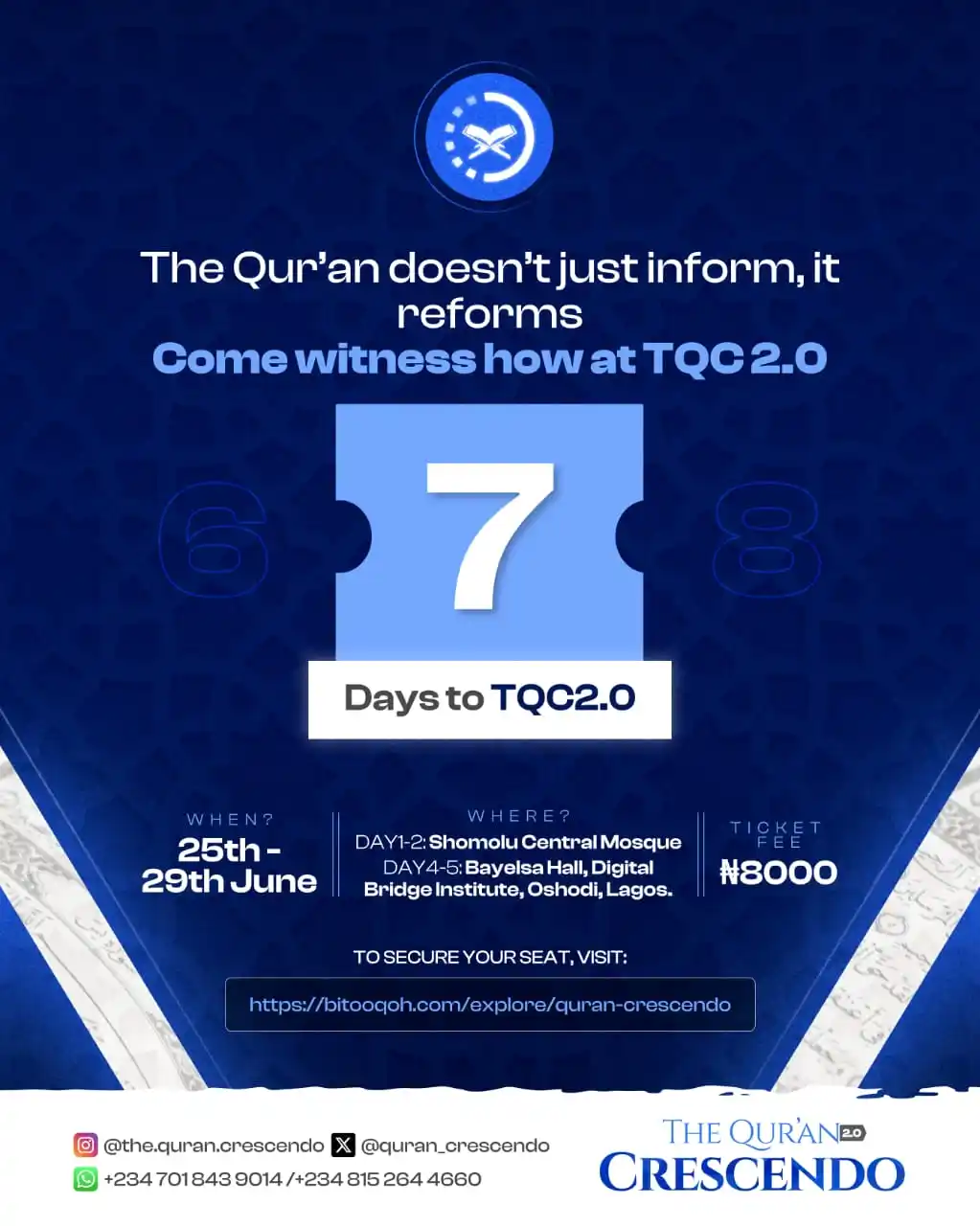 Image from The Qur’an Crescendo 2.0: _*7 Days to Go! 🚀🚀*_ In 7 days, we begin our journey to be transfor...