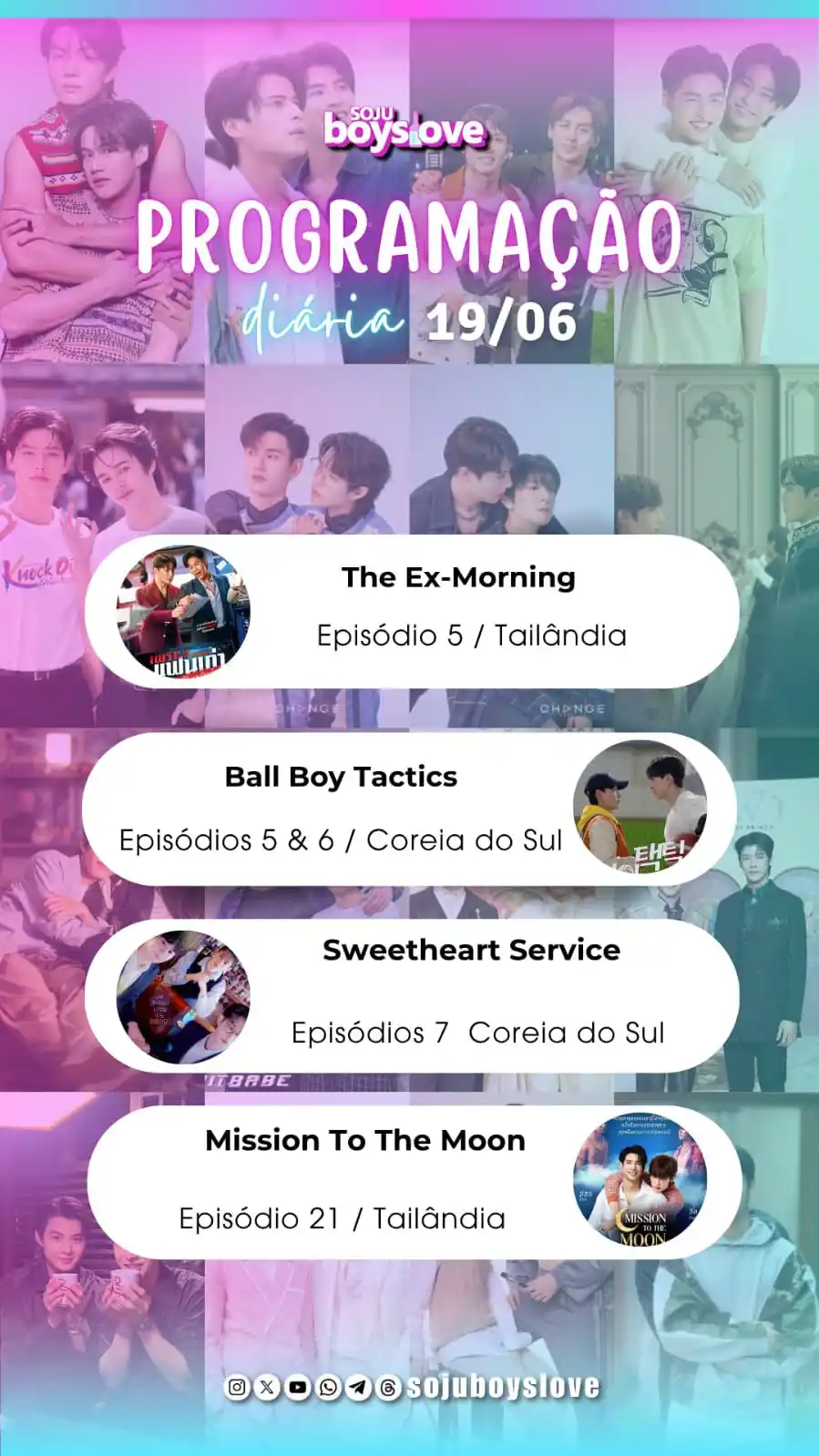 Image from Soju BoysLove: Agenda da nossa quinta-feira, 19 de junho.  <a class="text-blue-500 ho...