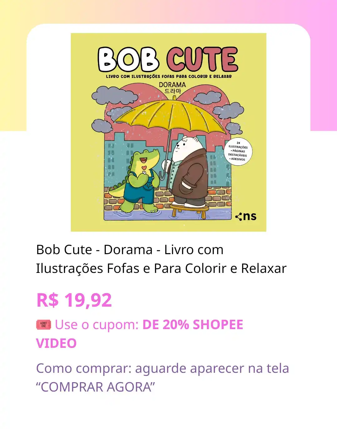 Image from Esquadrão PROMOSDAHEIDY CUPONS: 💕 *Bob Cute - Dorama - Livro com Ilustrações Fofas e Para Colorir e R...