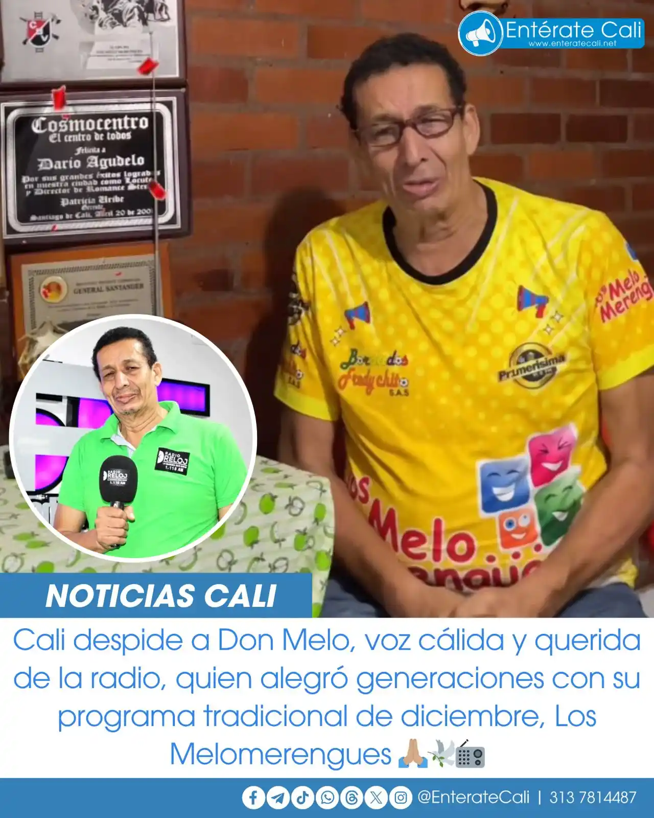 Image from Entérate Cali: Cali despide a Darío Agudelo, reconocido locutor de Radio Reloj y Tode...