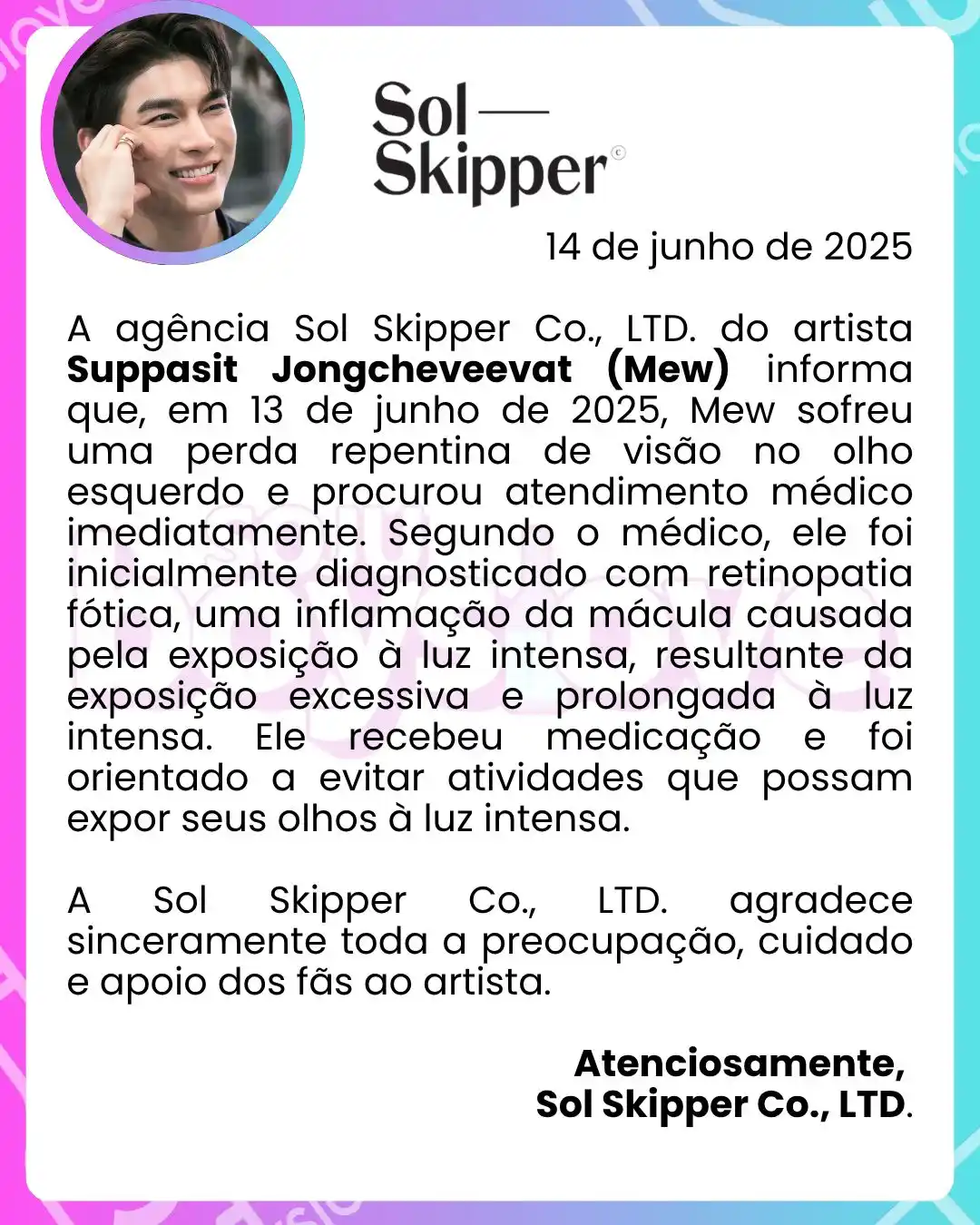 Image from Soju BoysLove: 🗣️ COMUNICADO! A Sol Skipper, agência do <a class="text-blue-500 hove...