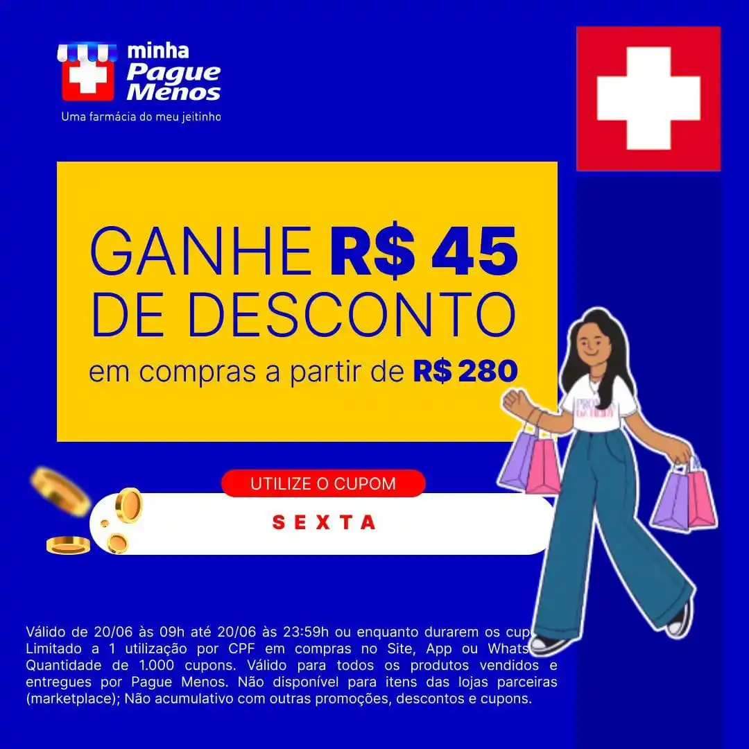 Image from Esquadrão PROMOSDAHEIDY CUPONS: 🫶✨️ *CUPOM PAGUE MENOS*   🎟️Use o cupom: SEXTA  R$40 de desconto em ...