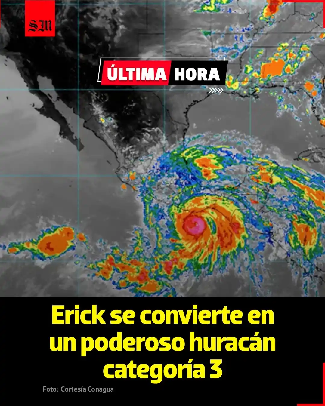 Image from El Sol de Durango: 🚨🌀 El huracán Erick ganó más fuerza este miércoles para alcanzar la ...