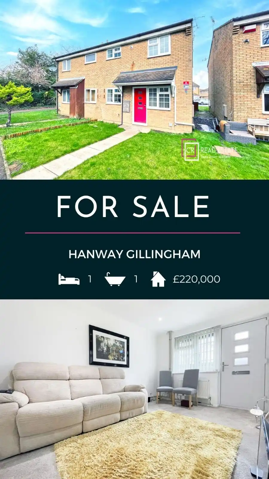 Image from Property in Kent: 🏡 FOR SALE: Charming 1-Bed Starter Home – Hanway, Gillingham 💷 £220,...