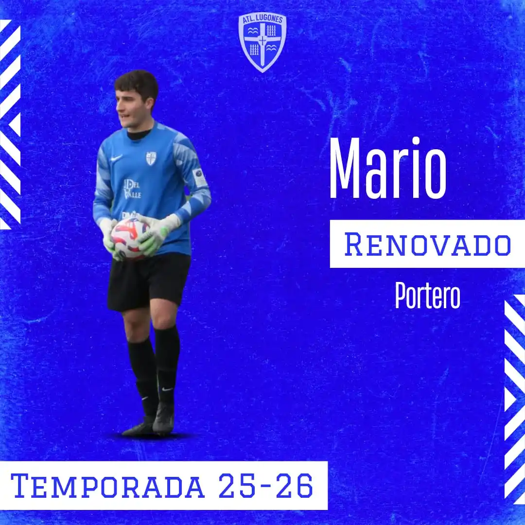 Image from Atlético de Lugones: 📢 𝗙𝘂𝘁𝘂𝗿𝗼 𝗯𝗮𝗷𝗼 𝗽𝗮𝗹𝗼𝘀: 𝗠𝗮𝗿𝗶𝗼 𝗿𝗲𝗻𝘂𝗲𝘃𝗮.  🧤 Ma...