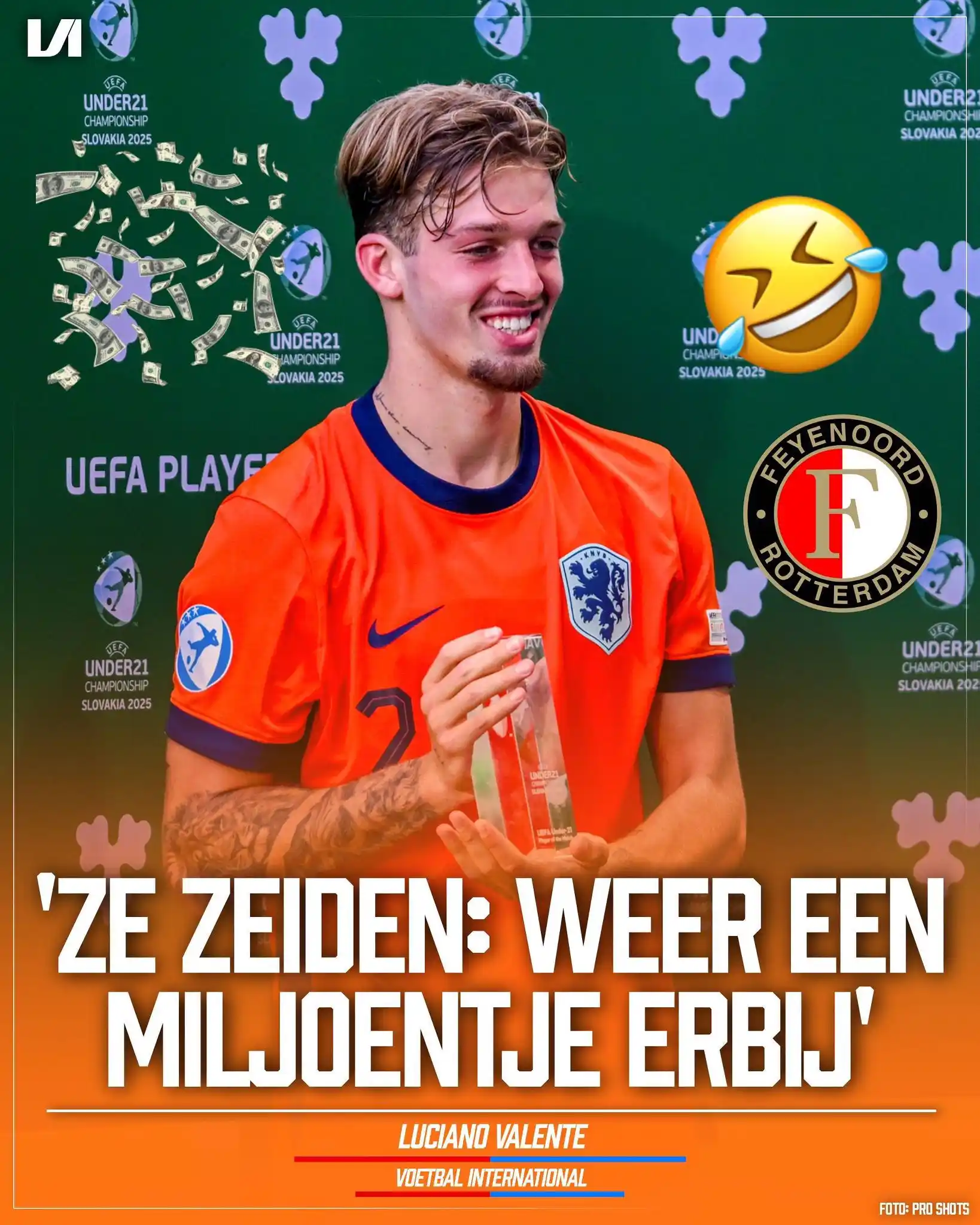 Image from Voetbal International: Heerlijk 🤣 Luciano Valente is dichtbij een overstap naar Feyenoord en...