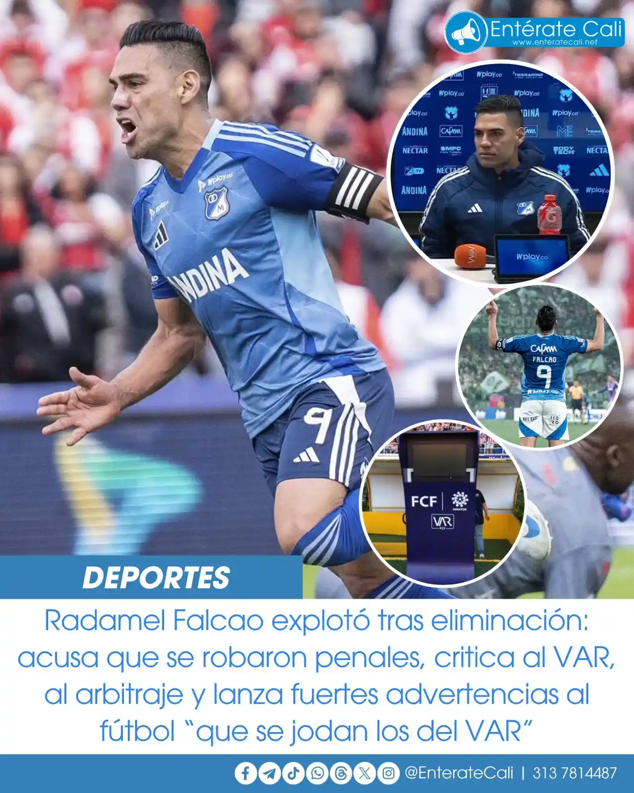 Image from Entérate Cali: Las durísimas palabras de Falcao tras eliminación de Millonarios Rada...