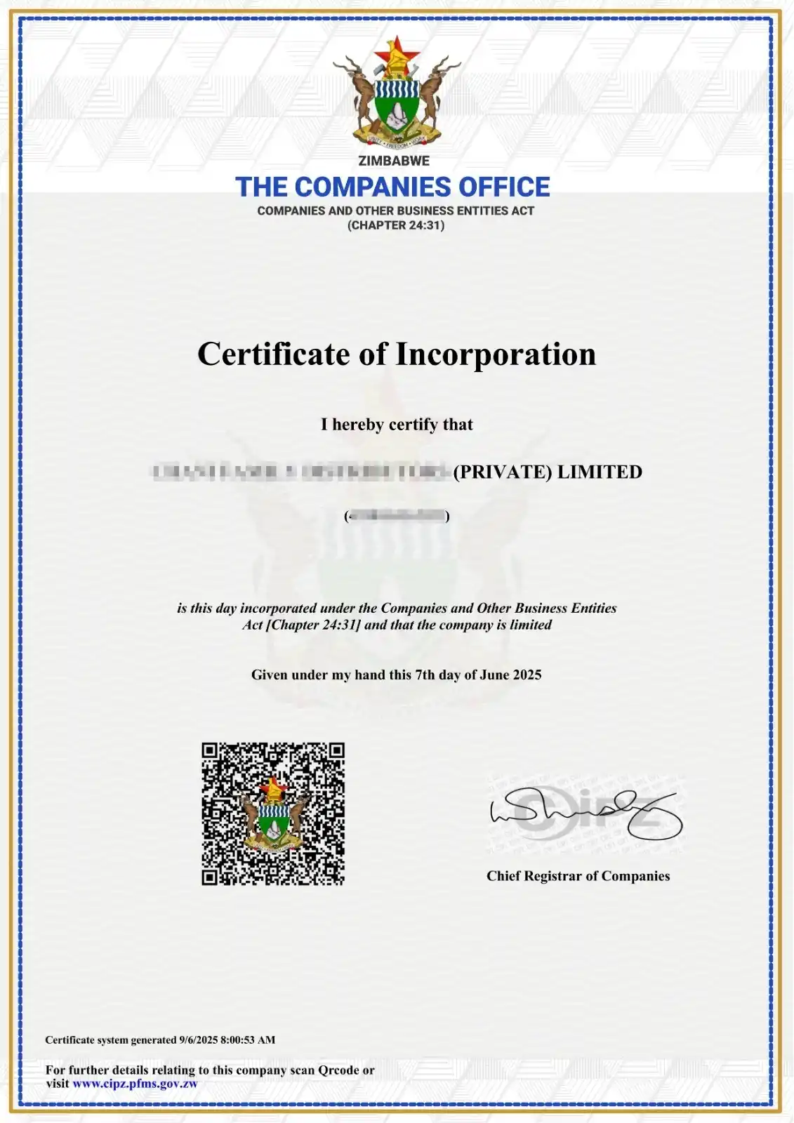 Image from Zimpricecheck.com: Our US$170 "Bank" Company Registration package is designed to help you...