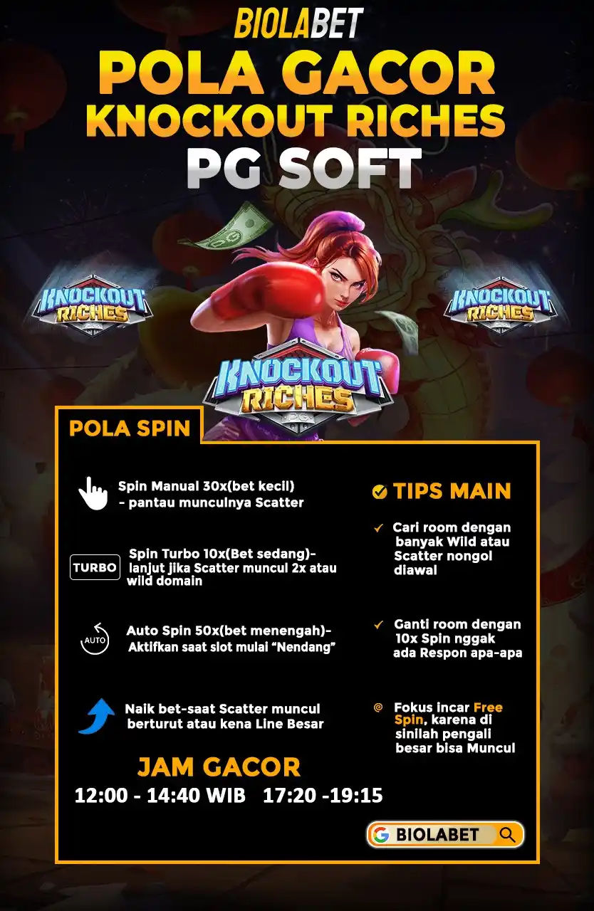 Image from BIOLABET OFFICIAL: 🔥 PG Soft  -  Knockout Riches 🔥   Jam gacor udah update lagi nih! Co...