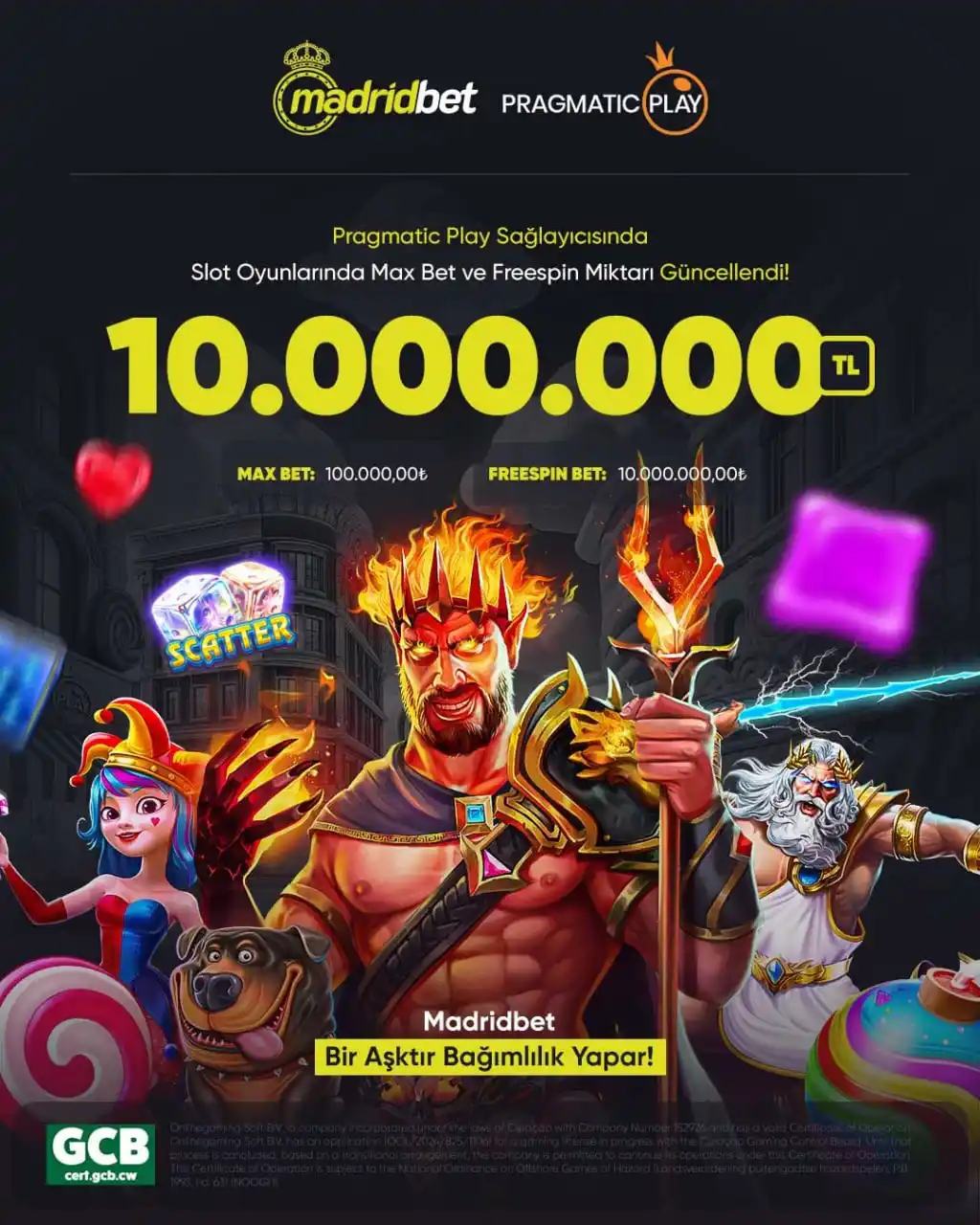 Image from MADRİDBET OFFICIAL ACCOUNT: *🎰 PRAGMATIC PLAY'DE BÜYÜK GÜNCELLEME!* 🎰  🔥 *Max Bet:* 100.000₺ 🔥...