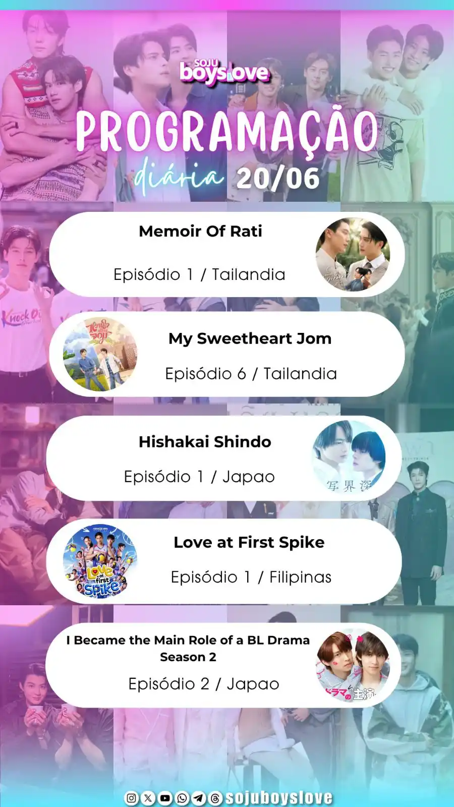 Image from Soju BoysLove: Programação desta sexta-feira, 20/06/25 ✨💜 Como sempre, nossas sexta...