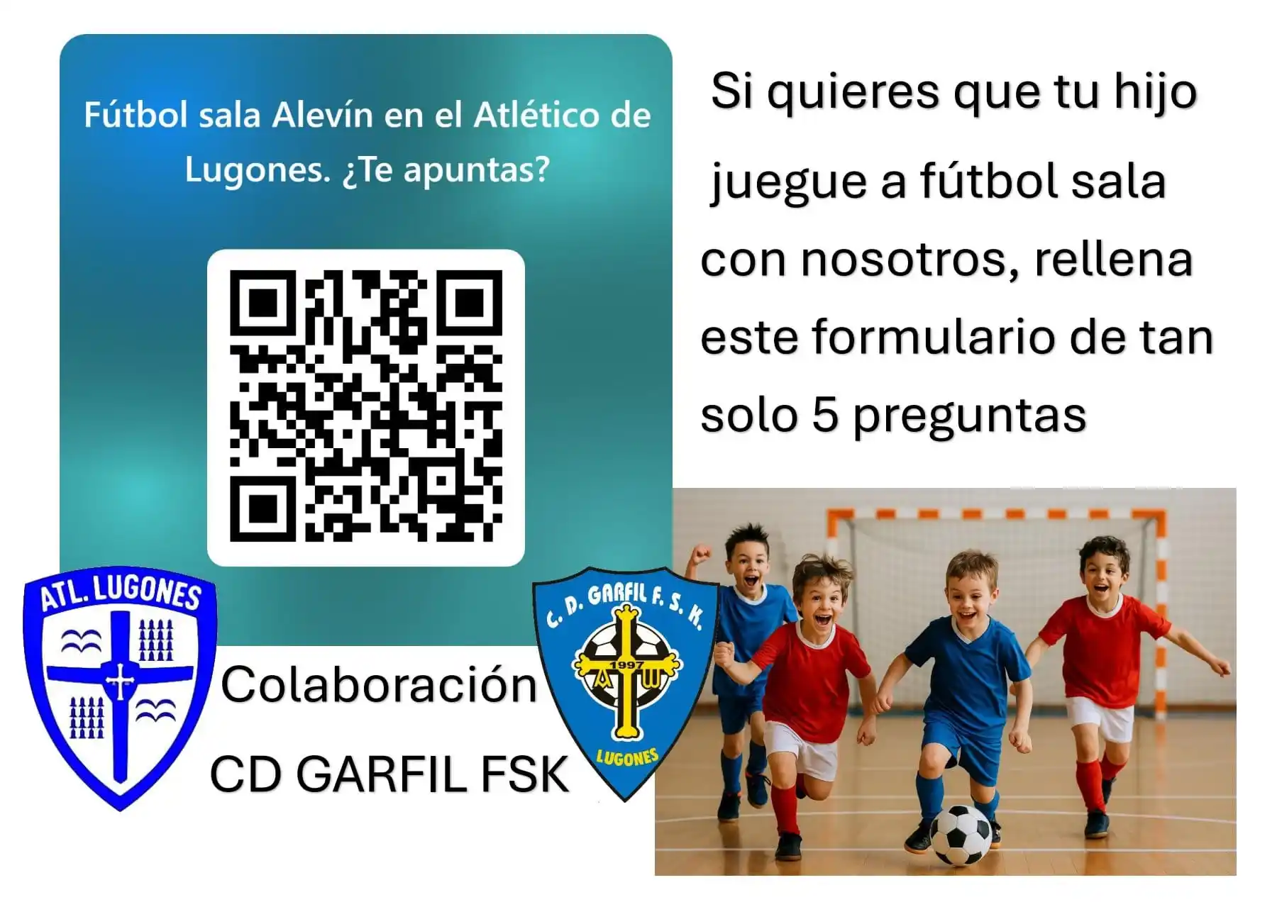 Image from Atlético de Lugones: 🆙 ¿Quieres jugar a fútbol sala en categoría alevín? 👉 En colaboraci...