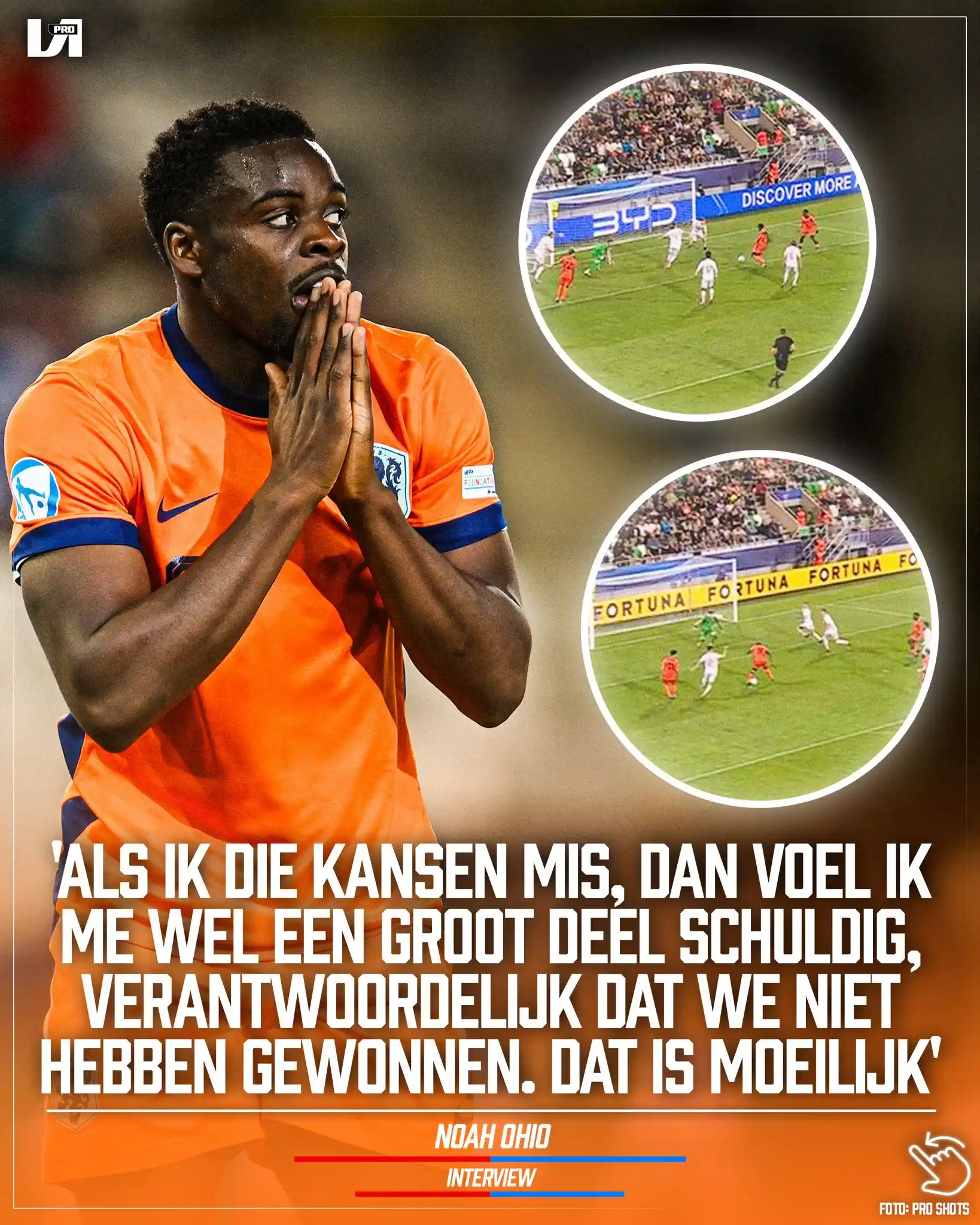 Image from Voetbal International: Twee jaar lang schoot Noah Ohio alle ballen binnen voor Jong Oranje. �...