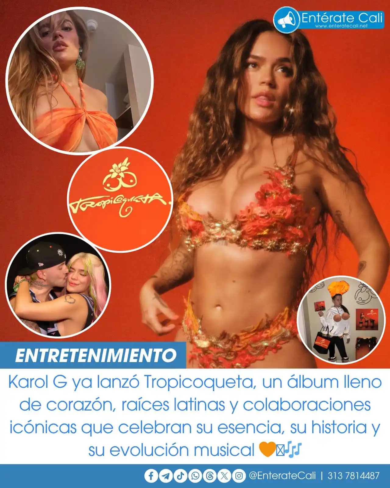 Image from Entérate Cali: Ya salió el nuevo álbum de la artista colombiana Karol G, Tropicoqueta...