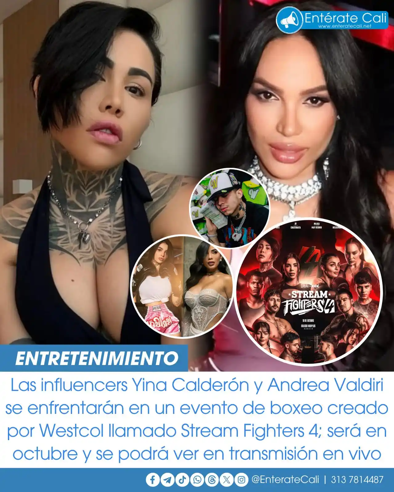 Image from Entérate Cali: Yina Calderón vs Andrea Valdiri: el duelo más esperado de Stream Fight...