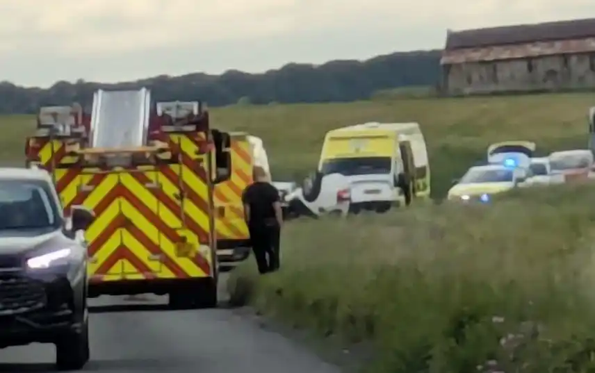 Image from Wiltshire 999s: A360 in Wiltshire closed by police after car flips in crash https://w...