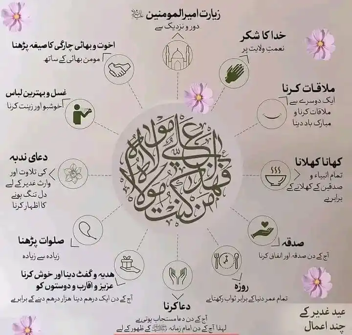 Image from Dr.Masoomi: *💥اعمال یوم الغدیر*  *🌹اٹھارہ ماہ ذوالحجۃ الحرام :* *🌹عید غدیر کا د...